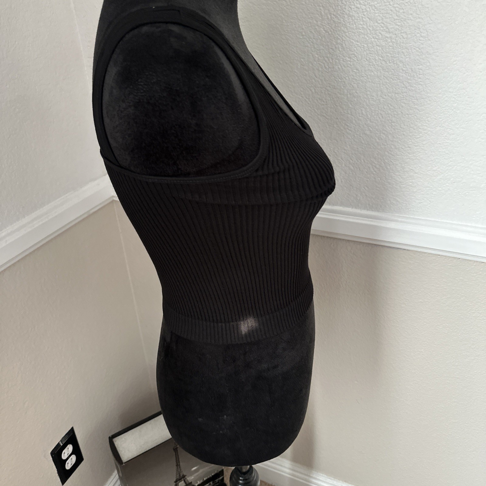 NWT Free People Solid Knit Brami V Neck Cropped Ribbed Tank Top Black XS/S $38