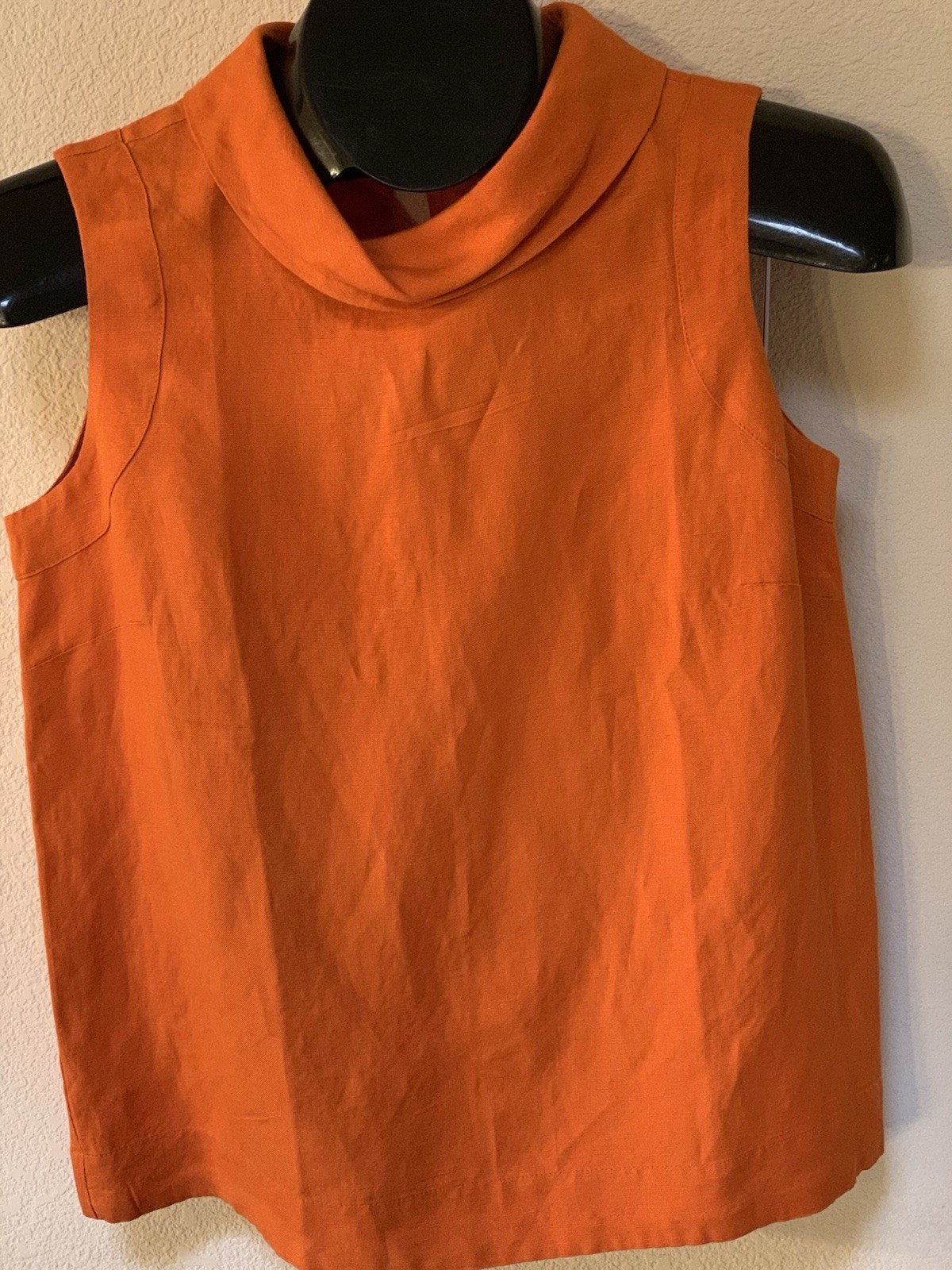 NWT Ann Taylor Factory Petite Linen Blouse XXSP Pumpkin Orange Flowy Cowl Neck