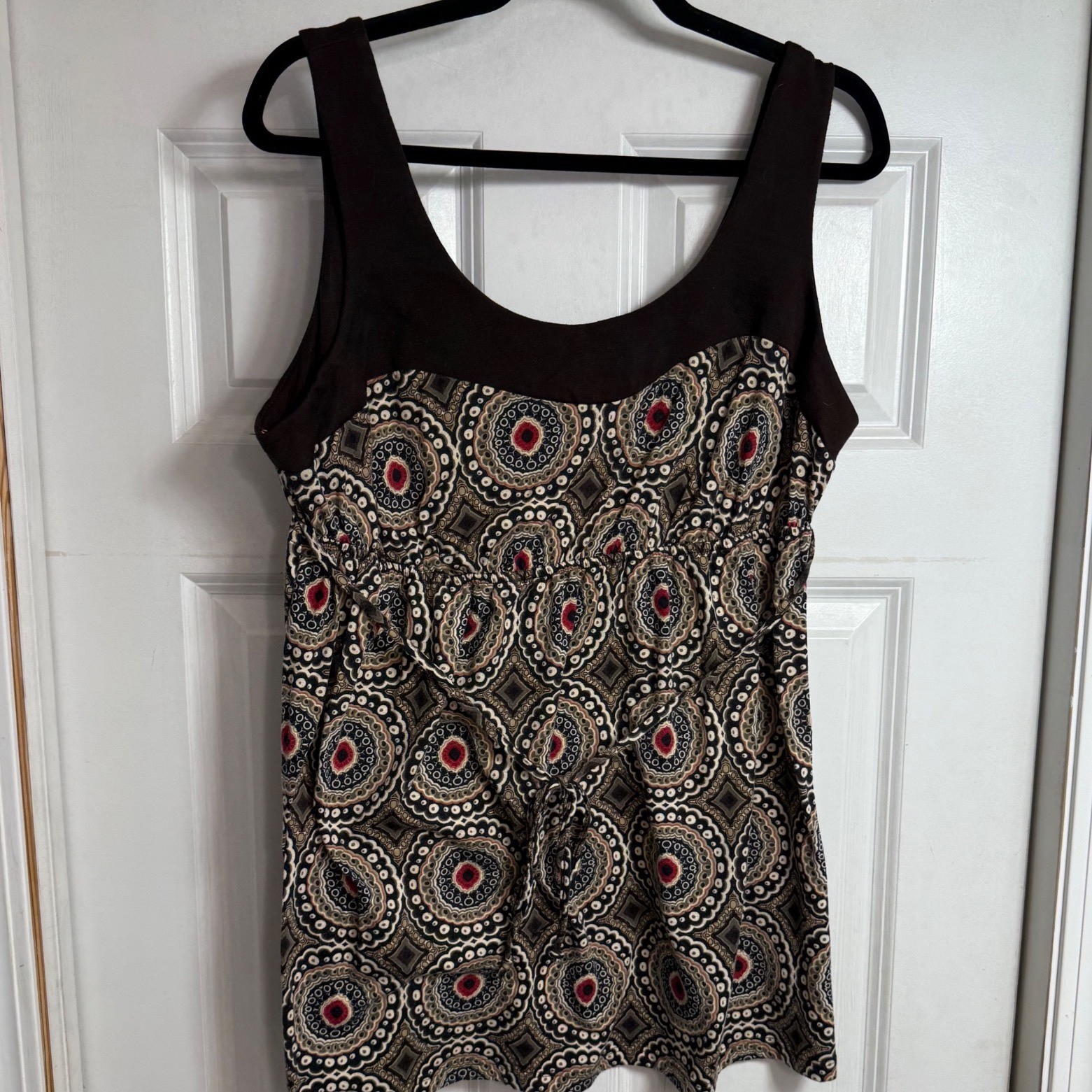 Vtg Faded Glory Womens 1X 16W Brown Babydoll 90s Y2K Tank Top