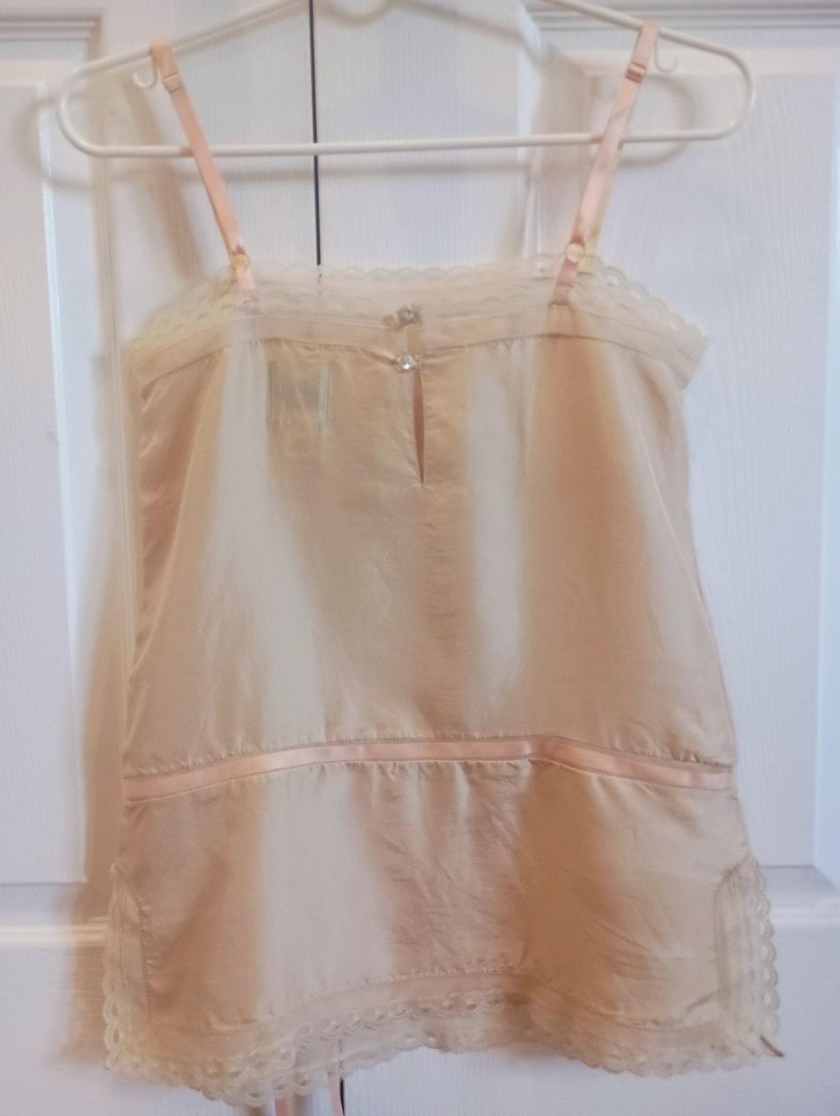 Kimchi Blue 100% Silk Slip Tank with Mesh Panels & Lace Trim