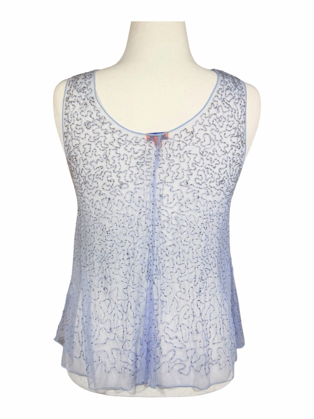 Chan Luu Light Blue Perriwinkle Sleeveless Sequins Embellished Tank Top