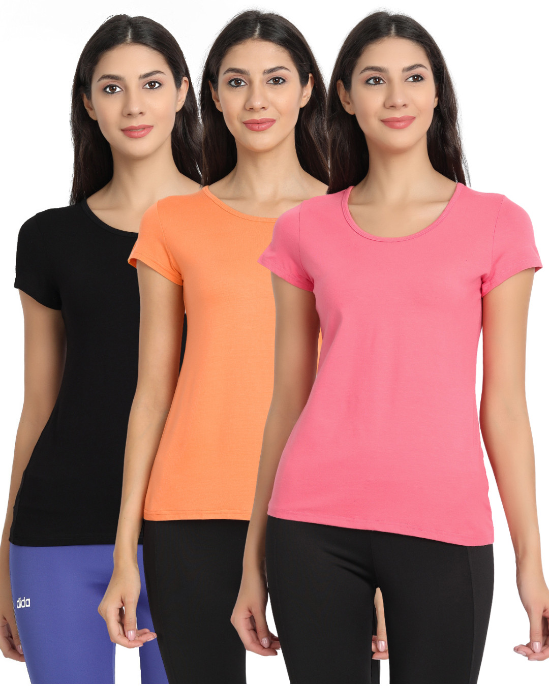 Bamboo Fabric Women Half Sleeves T-Shirt | Pack of 3