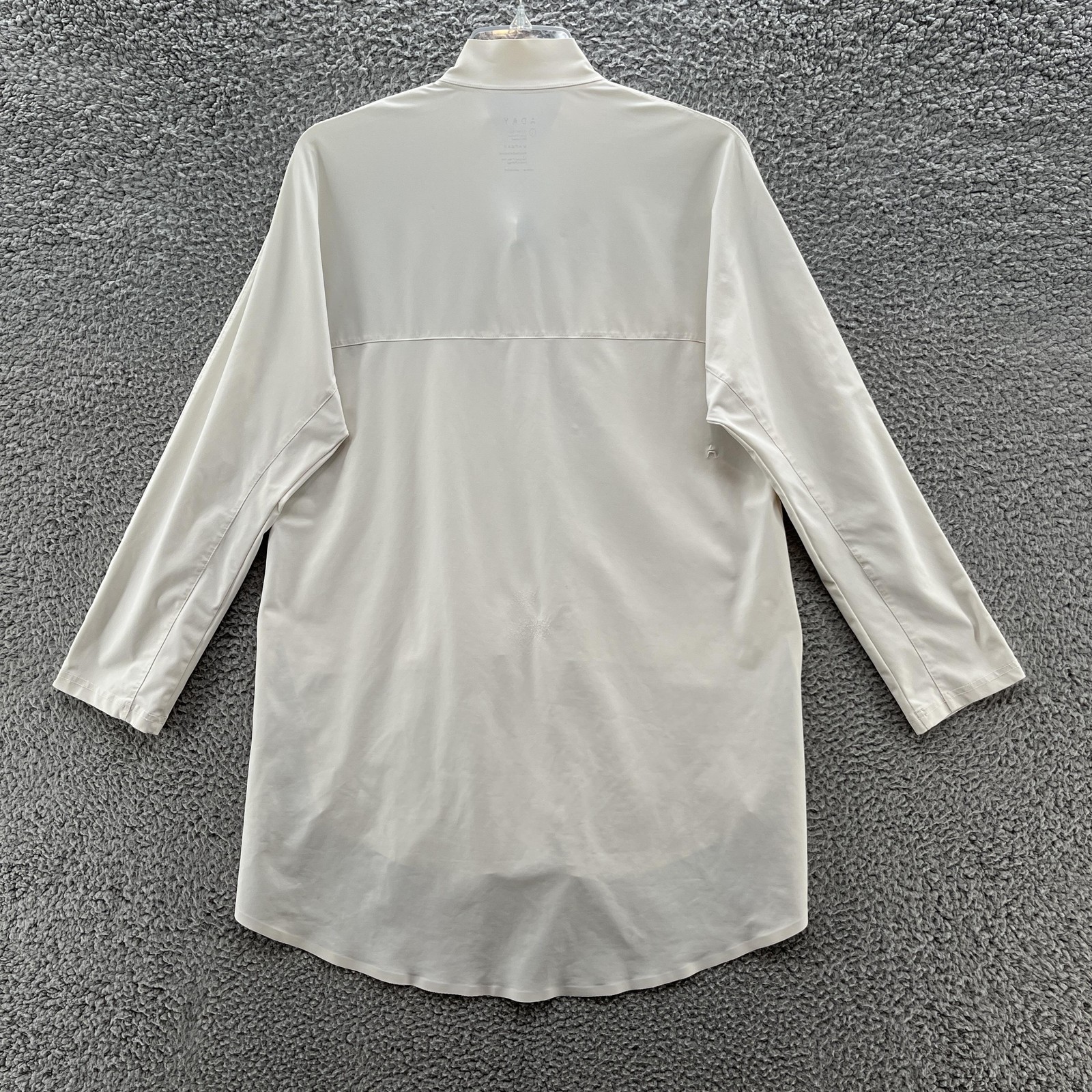 ADAY Shirt Womens Large Cream Something Borrowed Tunic High Low Stretch Longline