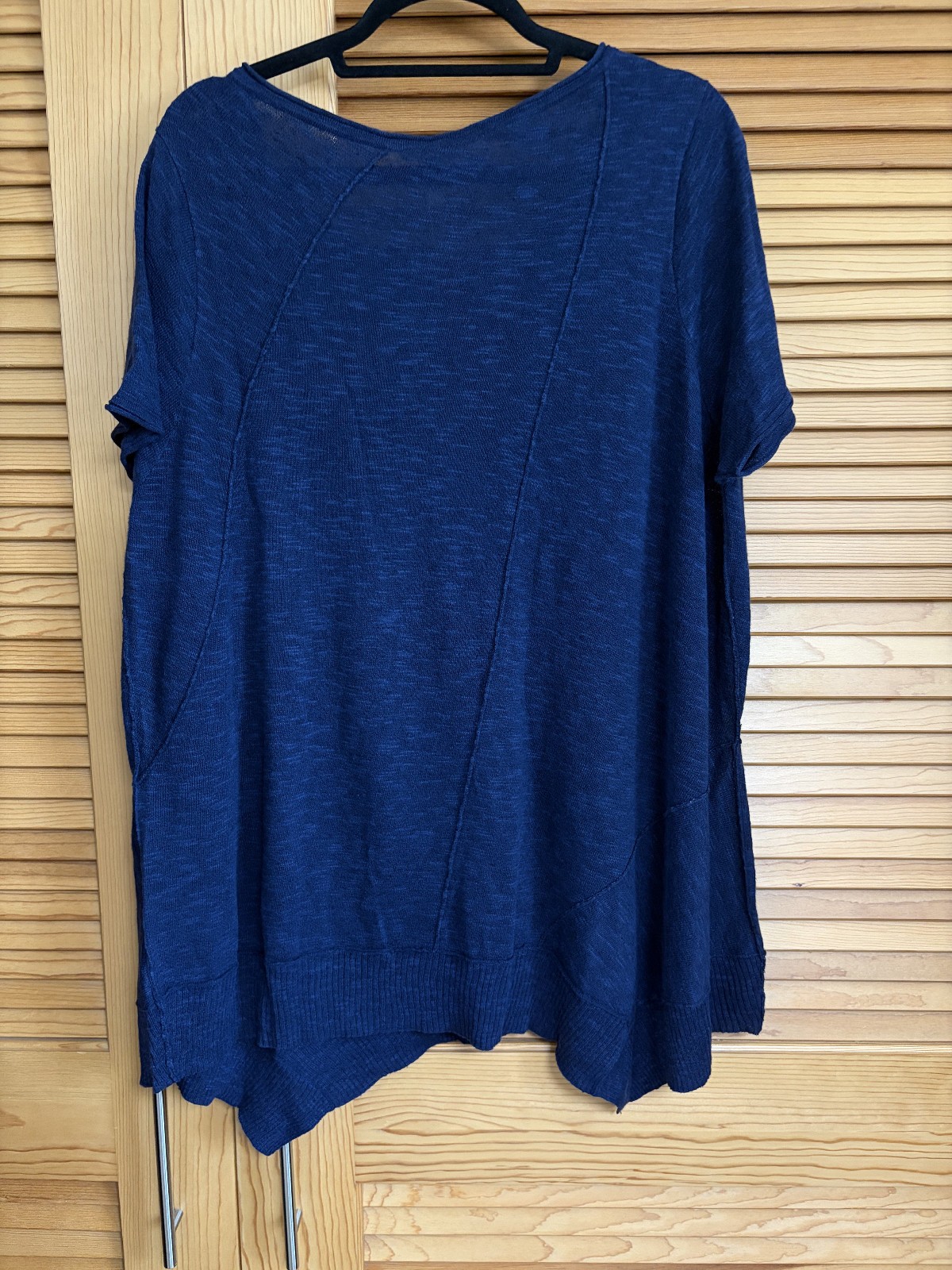 Eileen Fisher Woman Midnight Blue Linen/Cotton Scoop Neck Cap Slv Tunic Size 3X