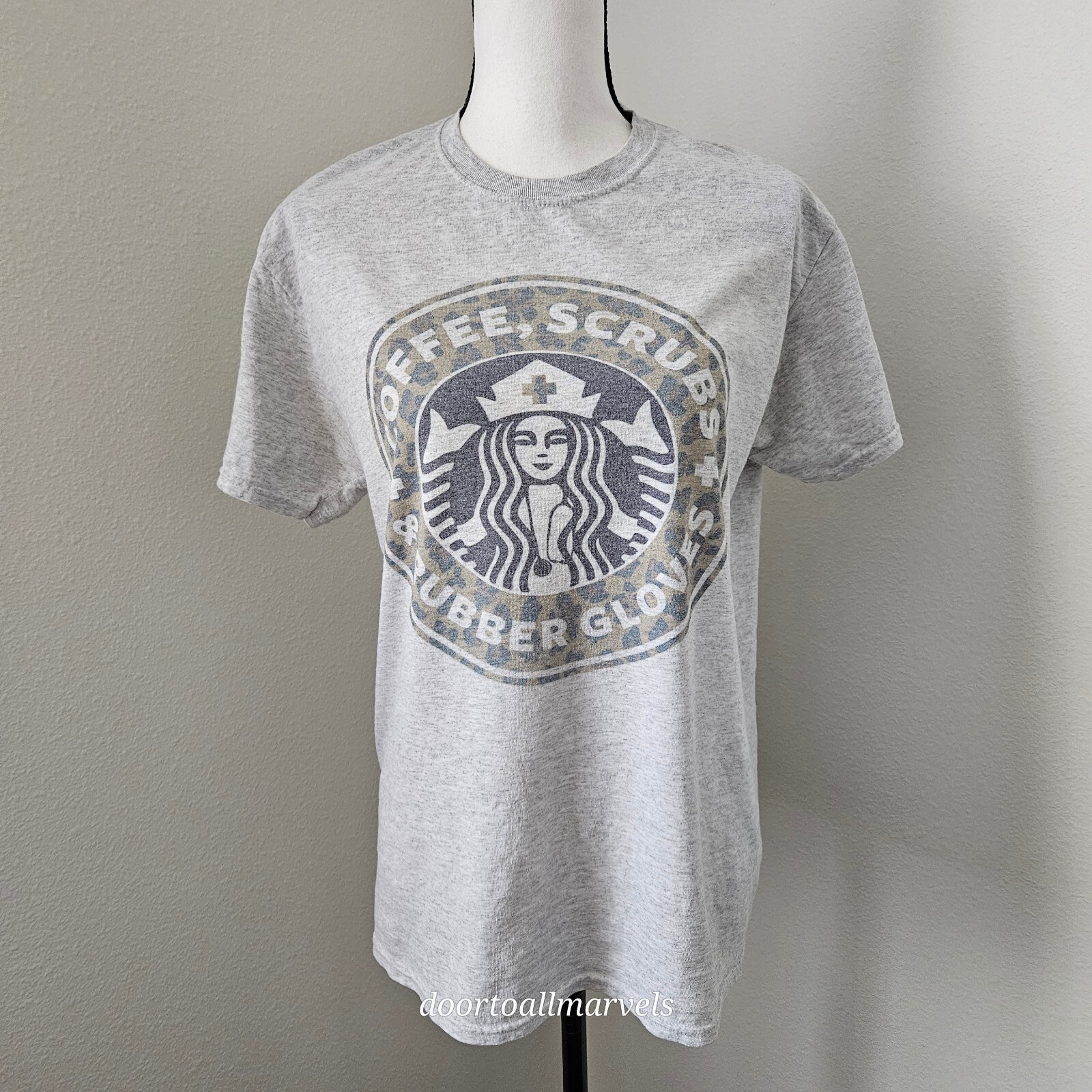 Vintage Jerzees T-Shirt Starbucks Coffee Scrubs & Rubber Gloves sz Medium Tee