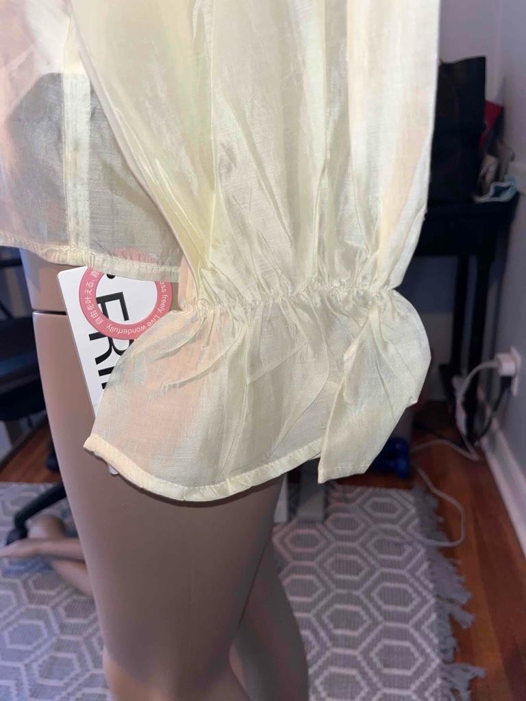 NEW NWT FRIFUL DRESS SUIT SEMI SHEER BLOUSE SZ SMALL PULLOVER BACK NECK BUTTON