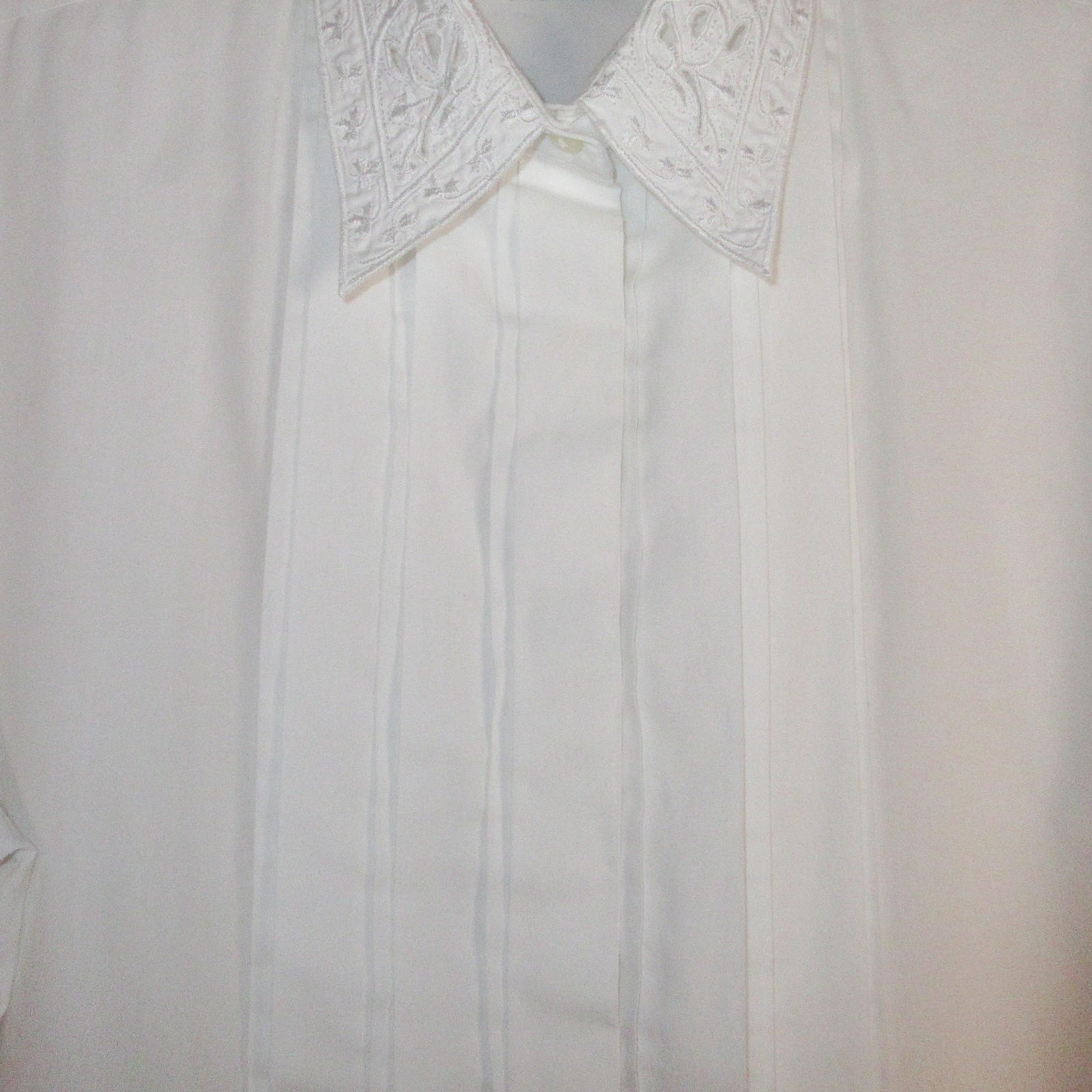 Witt Vintage Blouse White Embroidered Victorian Collar Cottagecore Preppy XL 16