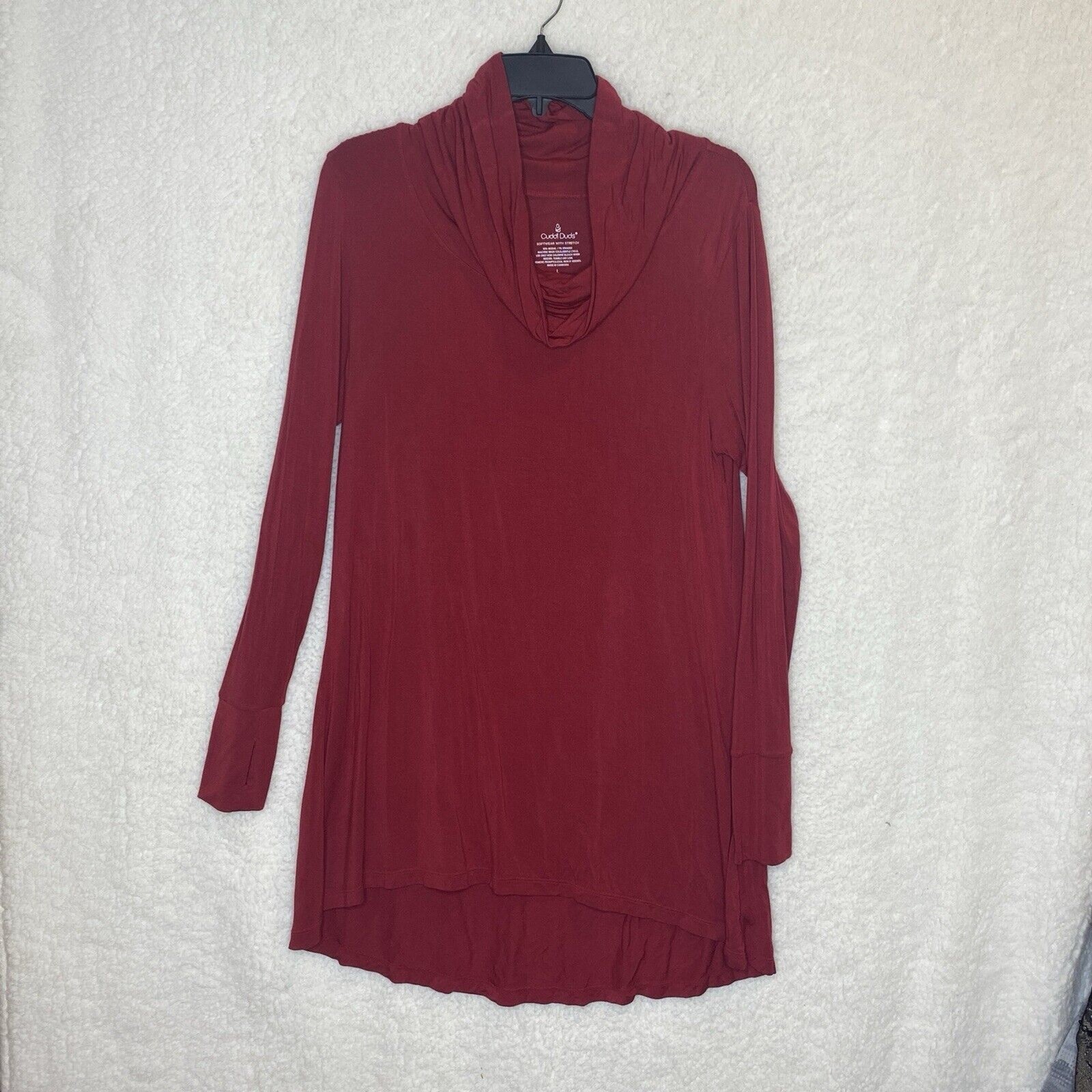 Cuddl Duds Womens Red Turtle Neck Long Sleeve Top Size Large Modal Spandex