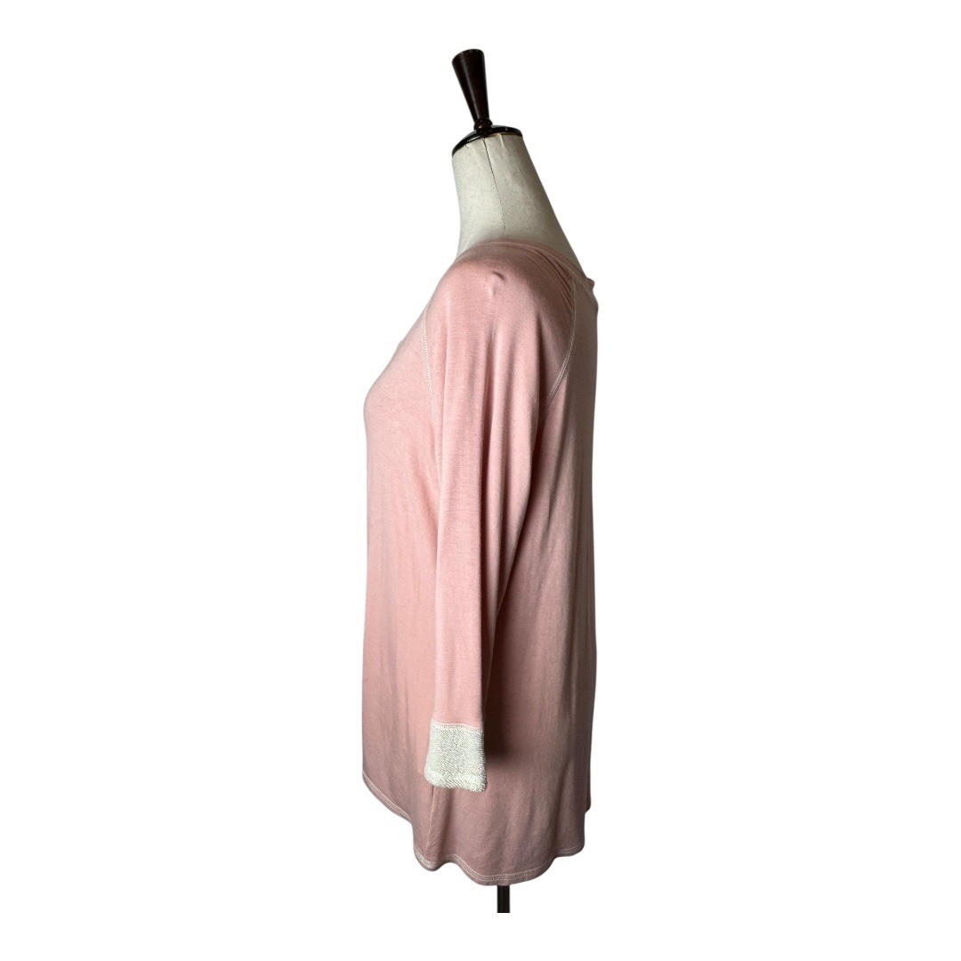 JUDE Shirt Women Large Pink Lace Up Knit Lightweight Pullover Athleisure USA