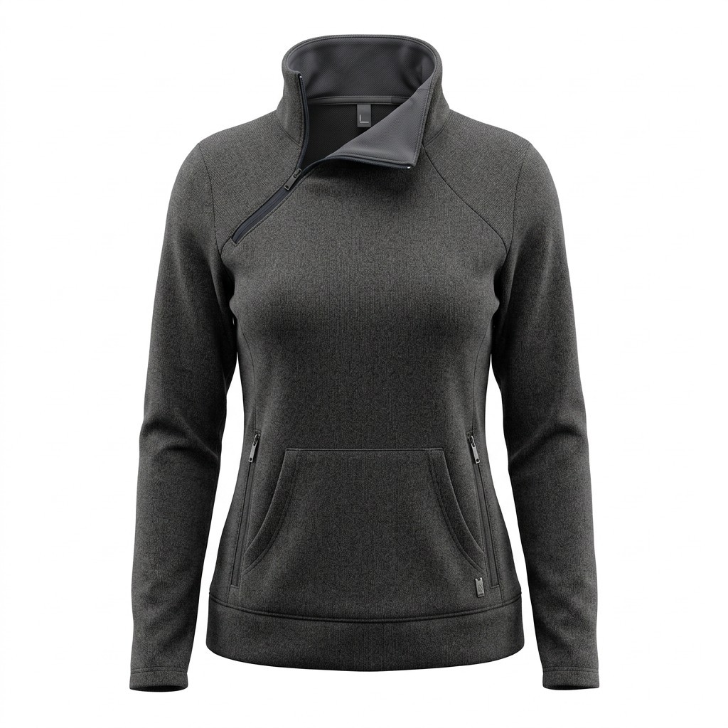 Eastern Mountain Sports 1/4 zip Fleece Top Womens Large Gray Hike Trail Pullover