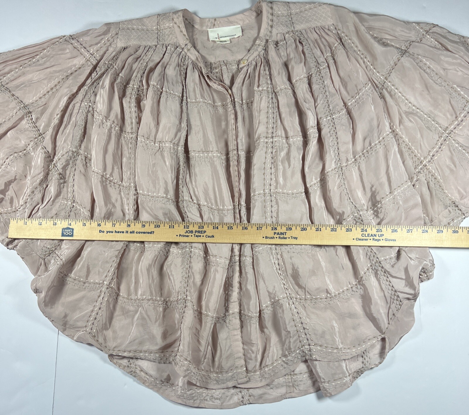 Anthropologie Sarabeth Textured Button Down Blouse Size Medium Pink Oversized
