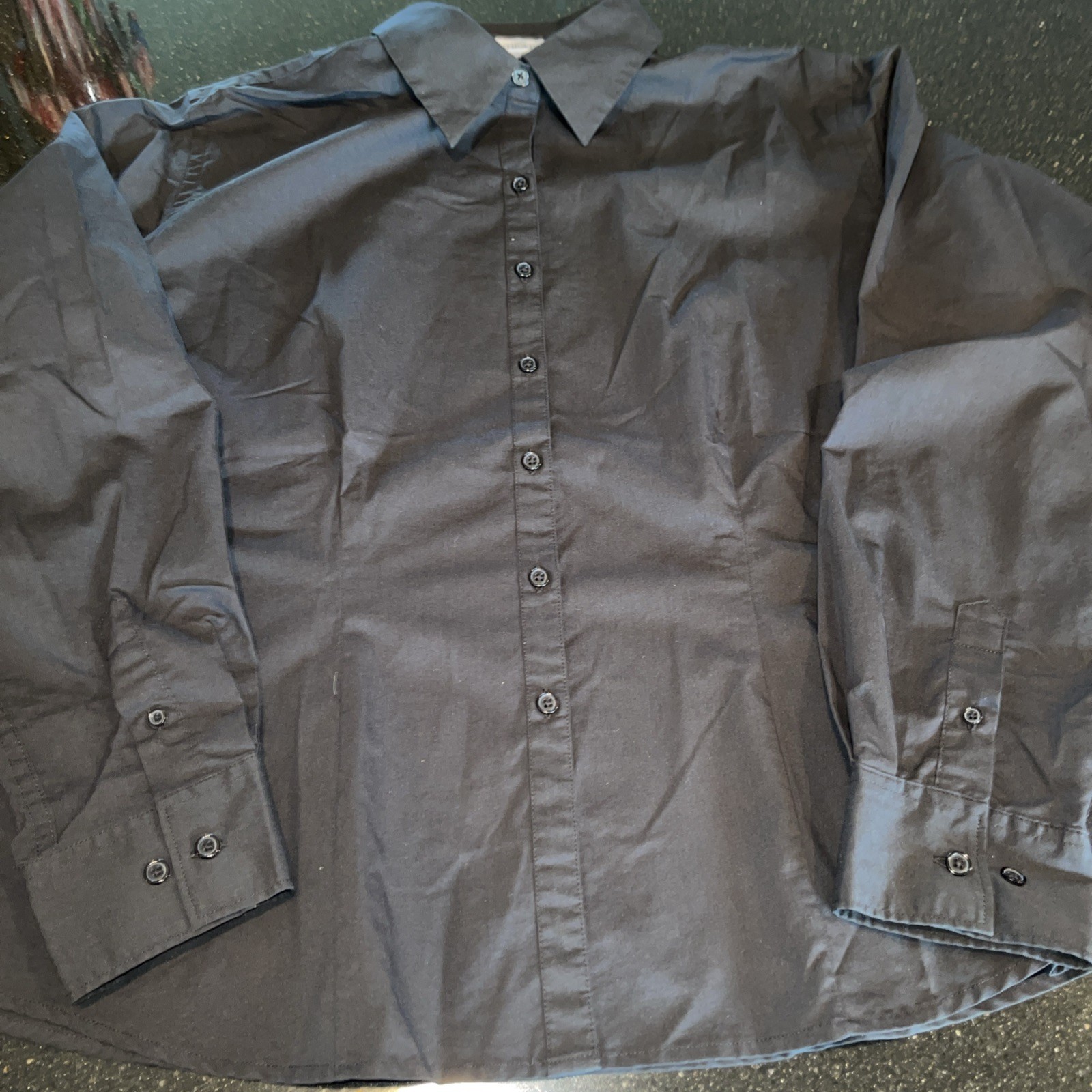 Port Authority Ladies Size XXL Blue Stretch Poplin Long Sleeve Shirt L608 NWT