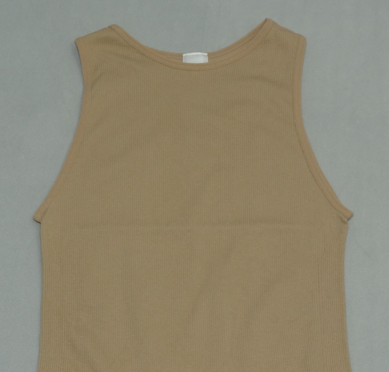 Dynamic Seamless Apparel Fitted Tank Bodysuit Hook Closure Tan Juniors One Size
