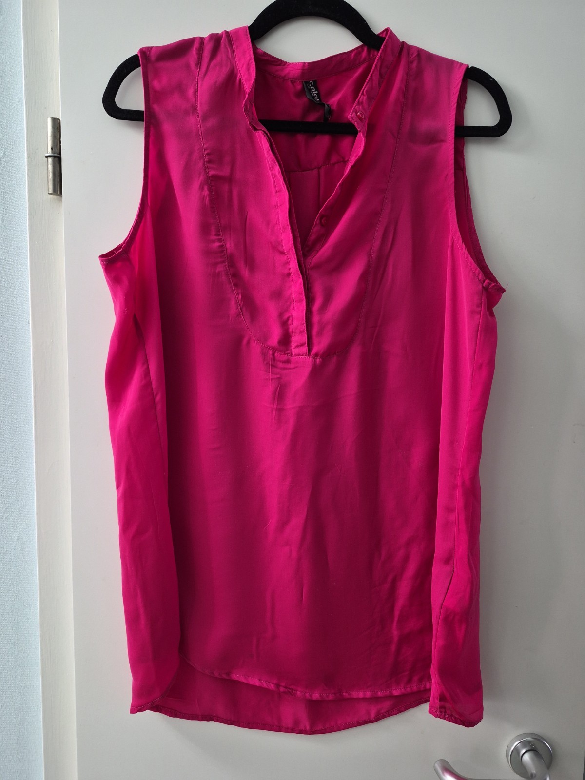 Colours of the World Dark Pink Blouse Tunic XL Sleeveless Concealed Button Up