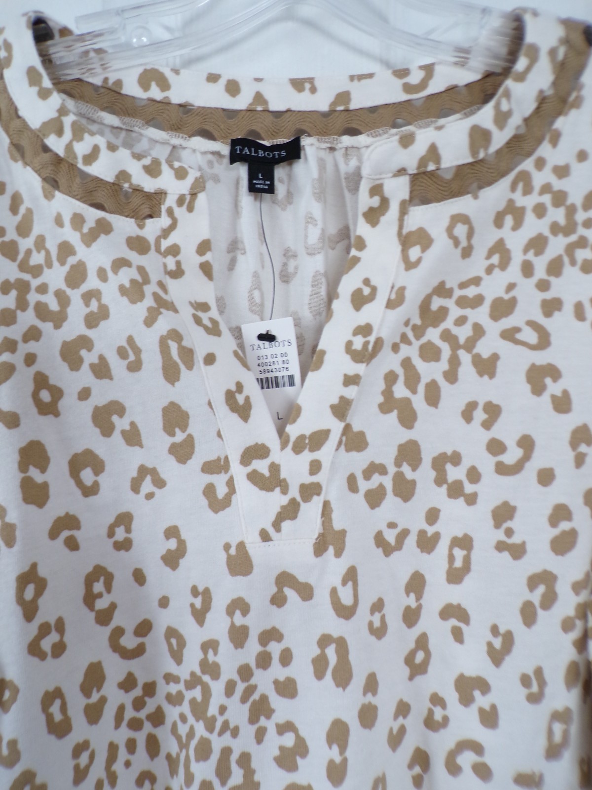 NWT NEW PRE FALL TALBOTS SZ LARGE MODERN LEOPARD TOP $69.50
