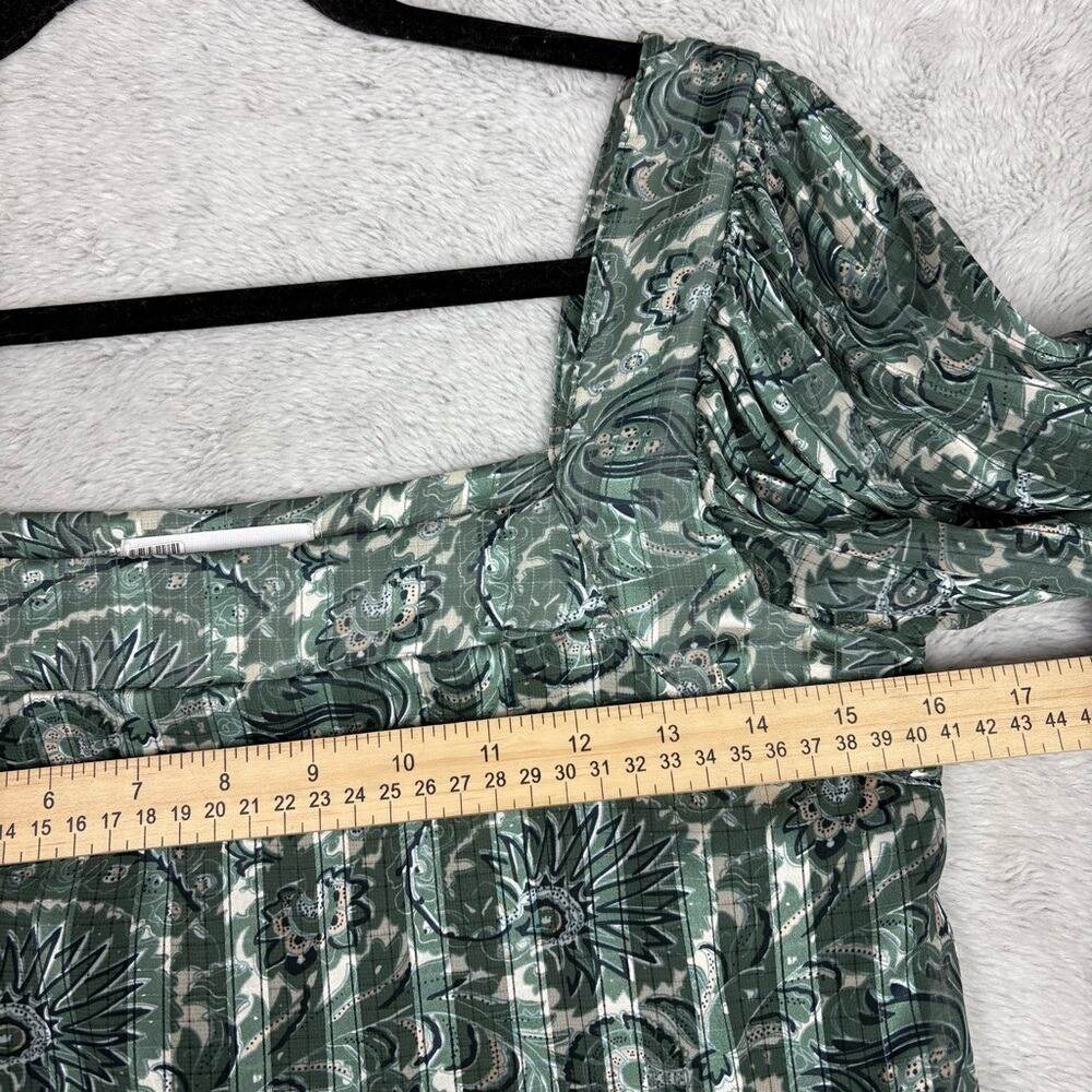 Lucca Blouse Square Neck Floral Print Balloon Sleeve Peasant Crop Womens XS