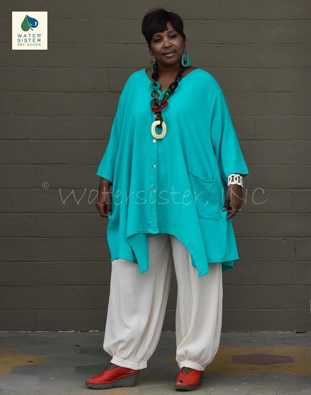 WATERSISTER Cotton Gauze ARIANA Sharkbite CARDIE Top OS (M-1X/2X) Oh my COLORS