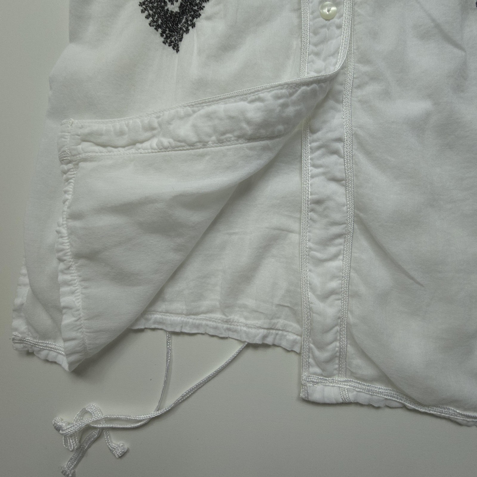 Karma Highway Womens Top Small White Embroidered Tunic Blouse Bell Sleeve Boho S