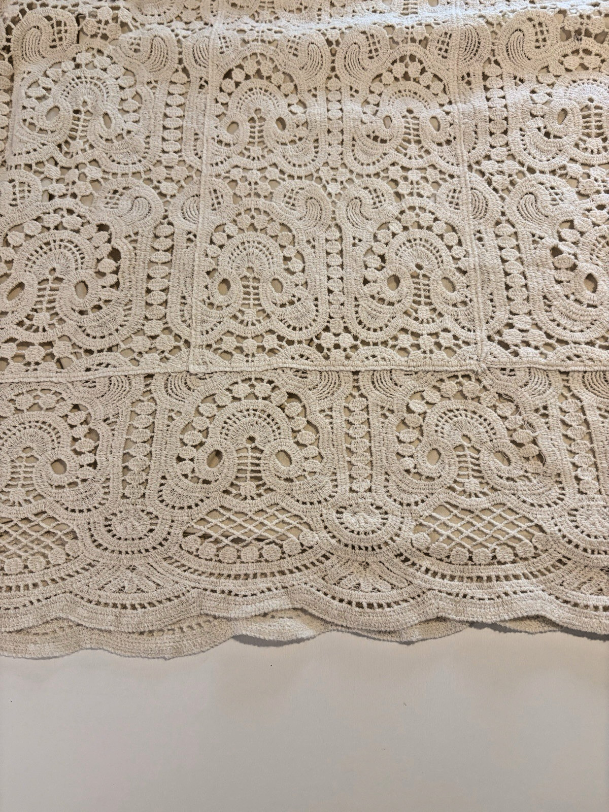 Ivory Crochet Lace Lined Tunic Top Size 3XL Boho Chic Romantic Feminine Hippie