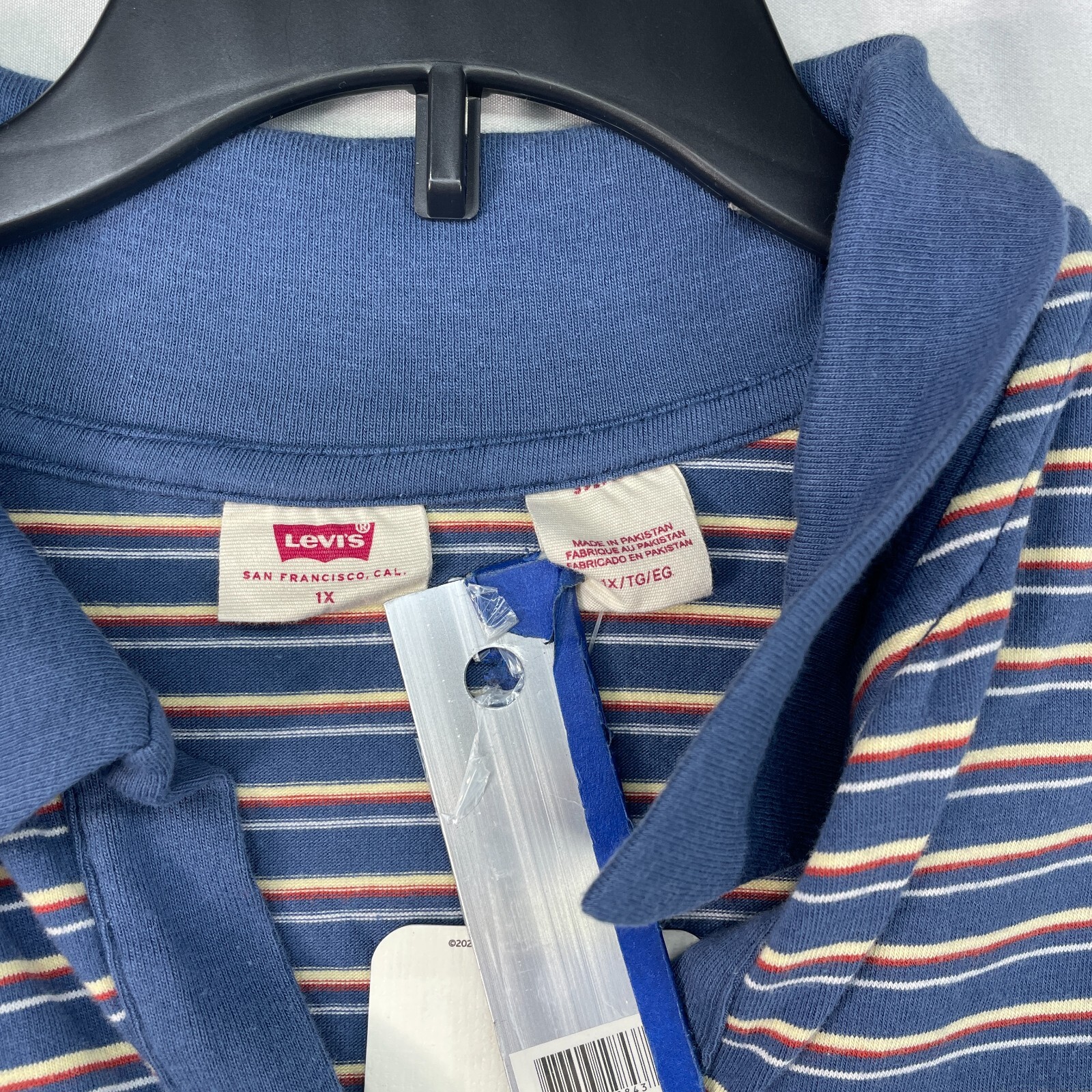 Levis Shirt Womens Plus Size 1X Blue White Striped Short Sleeve New