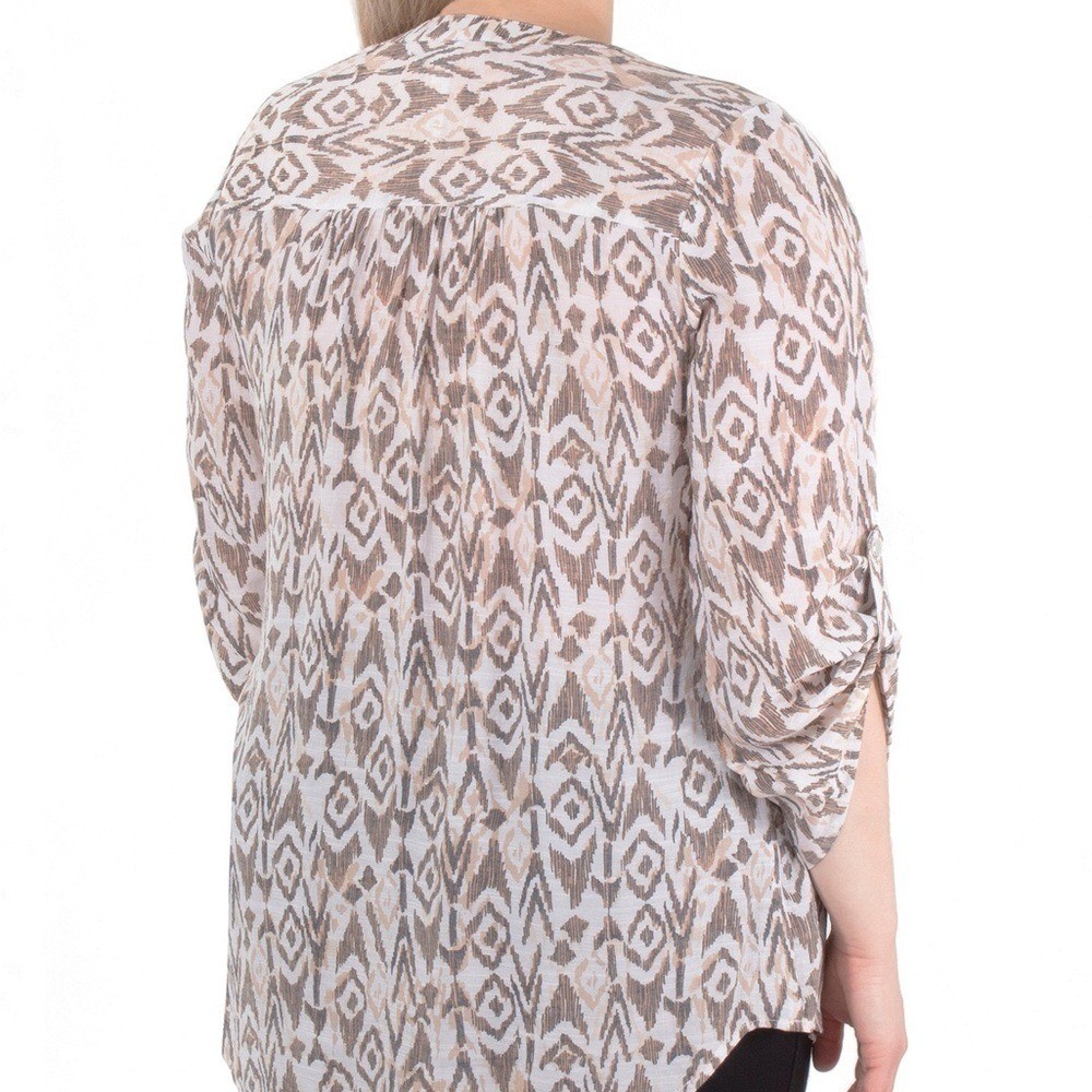 Macy’s NY Collection size 1X pintuck 3/4 sleeve roll tab southwestern Spring