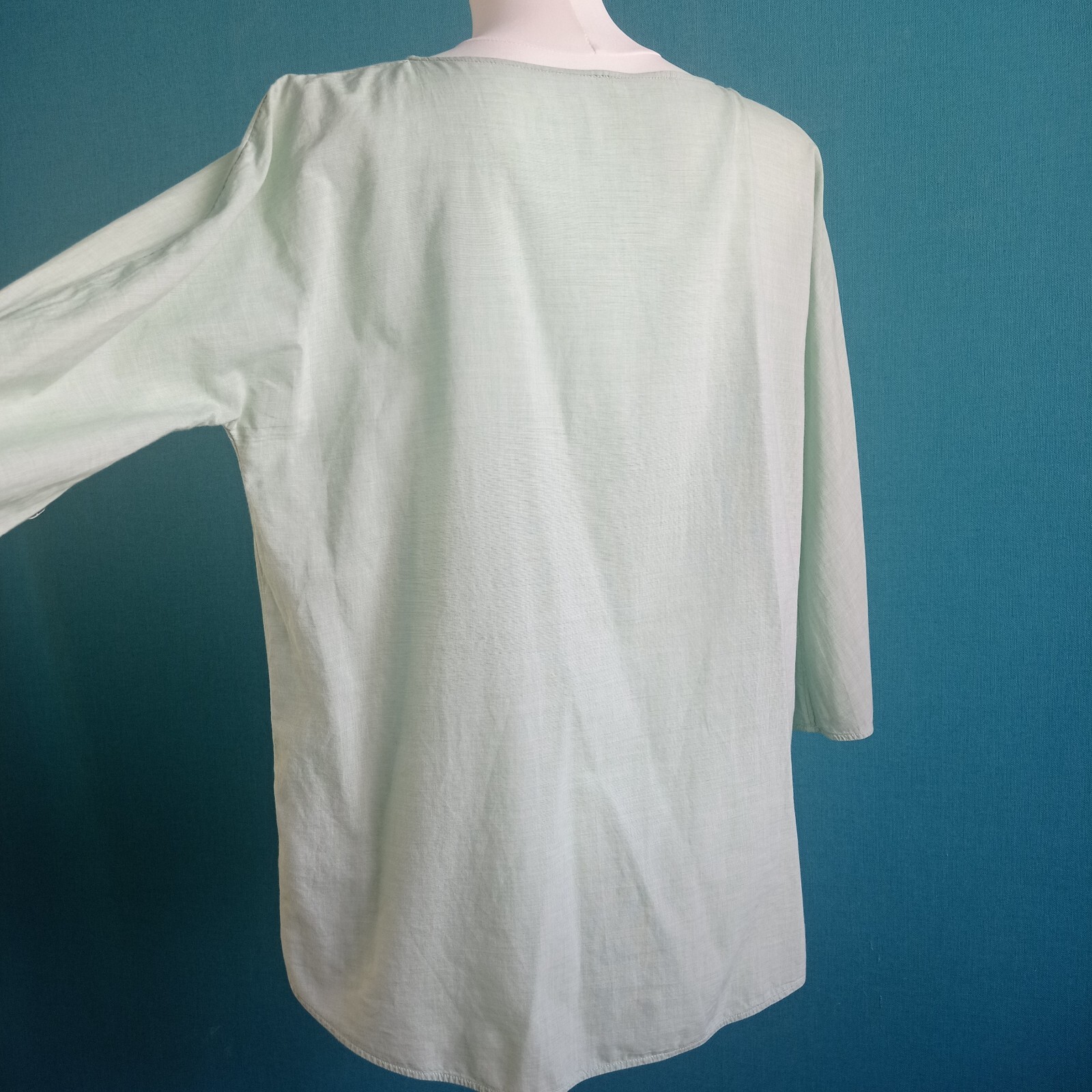 COS Women’s Chic Fresh Mint Green Cotton Blouse M Minimalist Style Hi-Low Hem