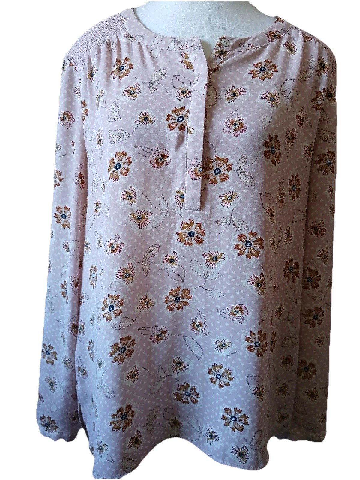 DR2 Daniel Rainn Women’s Blouse Medium Sheer Pink Floral Lace Bohemian