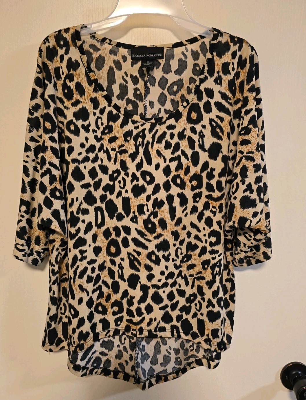 Isabella Rodriguez Leopard Print Short Sleeve Blouse Size Medium