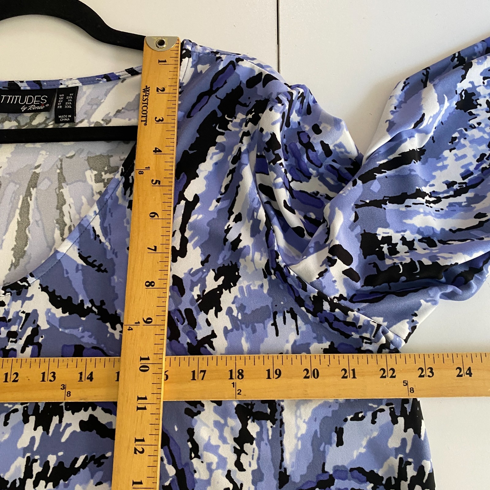 Attitudes by Renee Como Jersey V-Neck 3/4 Sleeve Hi Low Tunic Size 1X