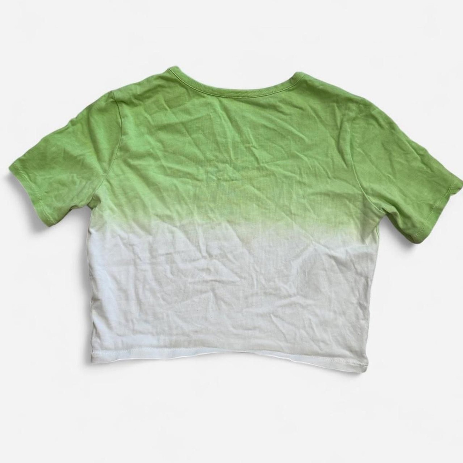 Revolve GRLFRND mini logo lime green and white ombre crop top 100% cotton