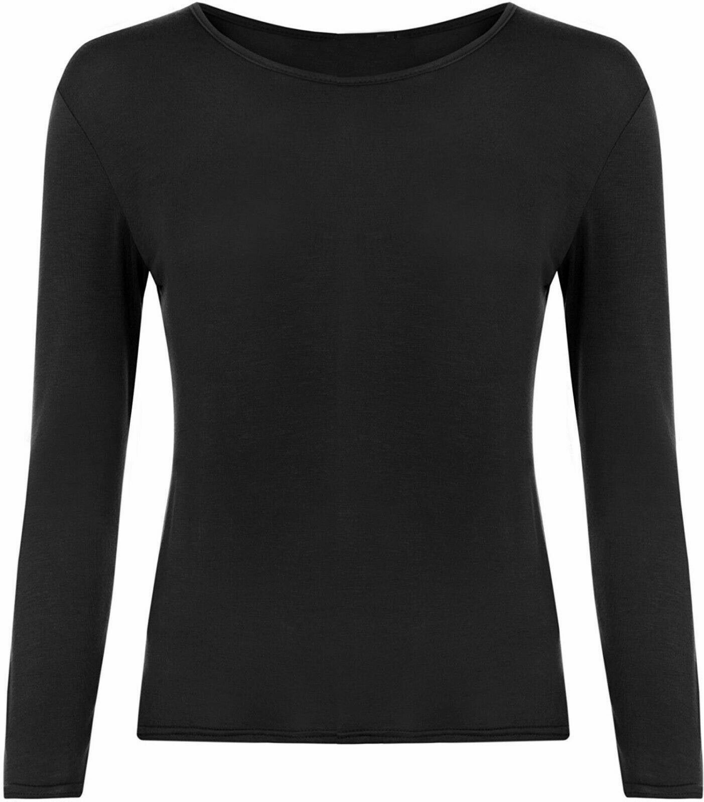 Kids girls Long Sleeve Round Neck Plain Basic Stretch T-Shirt Top Age 2-13 years