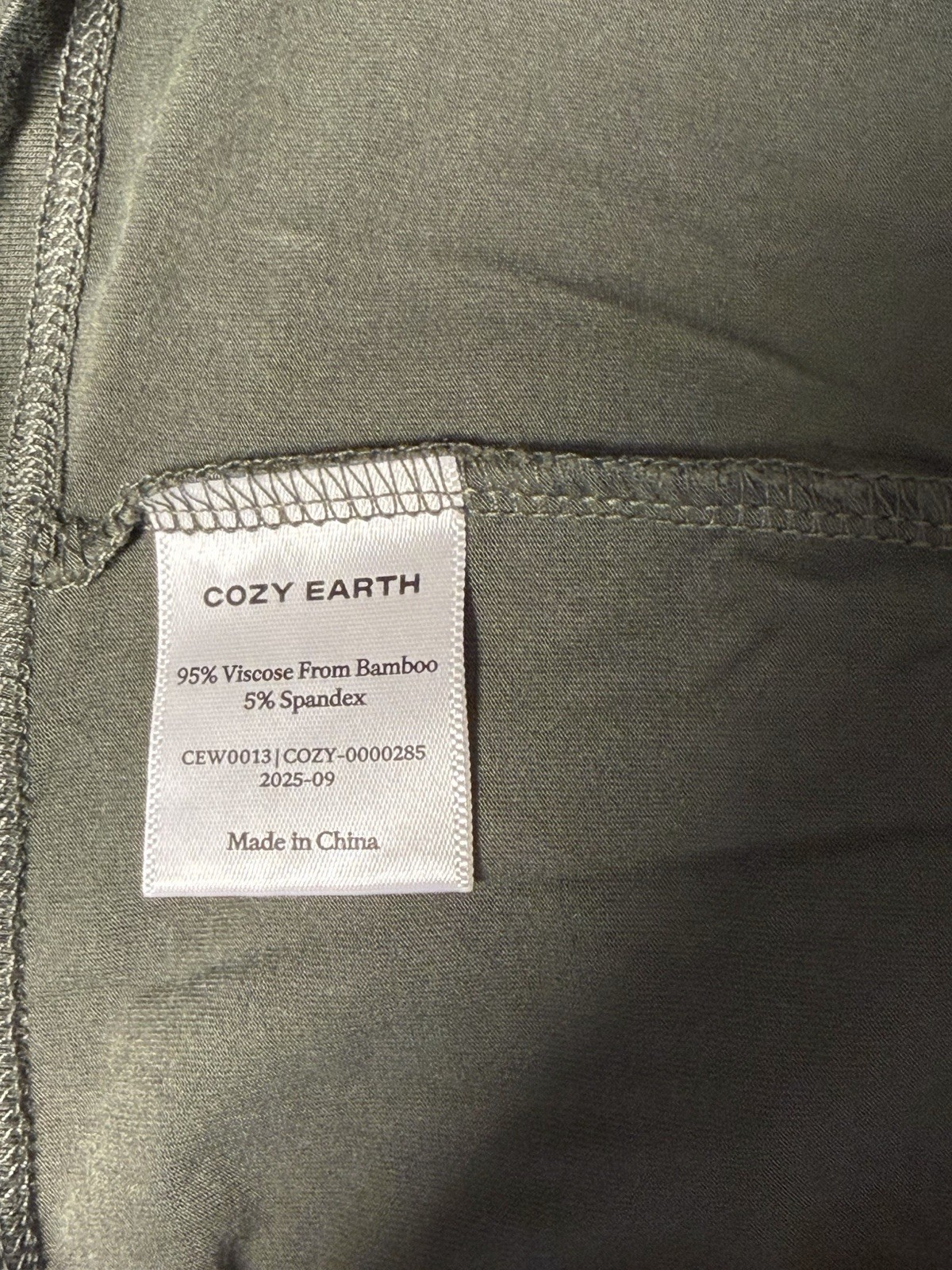 Cozy Earth Bamboo Stretch-Knit Lounge Tee – Olive – M NWOT