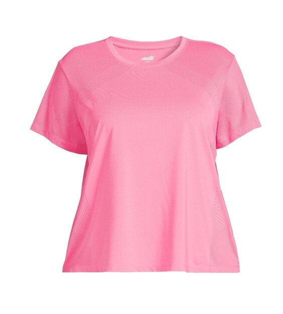 Medium (8-10) Avia Women’s Performance Moisture Wicking Short Sleeve Tee – Pink