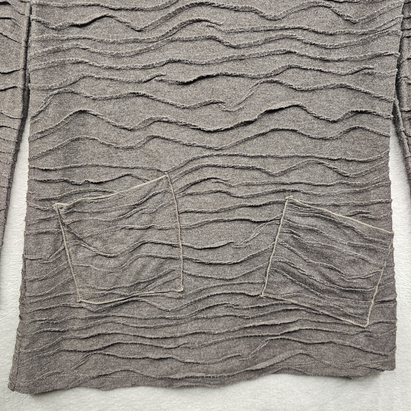 Womens Textured Ribbed Top Small Brown Lagenlook Minimalist Artsy Cowl Apropos