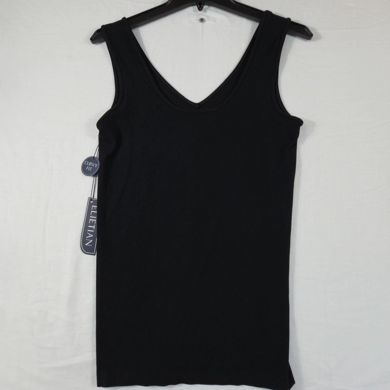 Elietian Reversible Tank Womens One Size Black 4 Way Stretch Curvy Fit V Neck