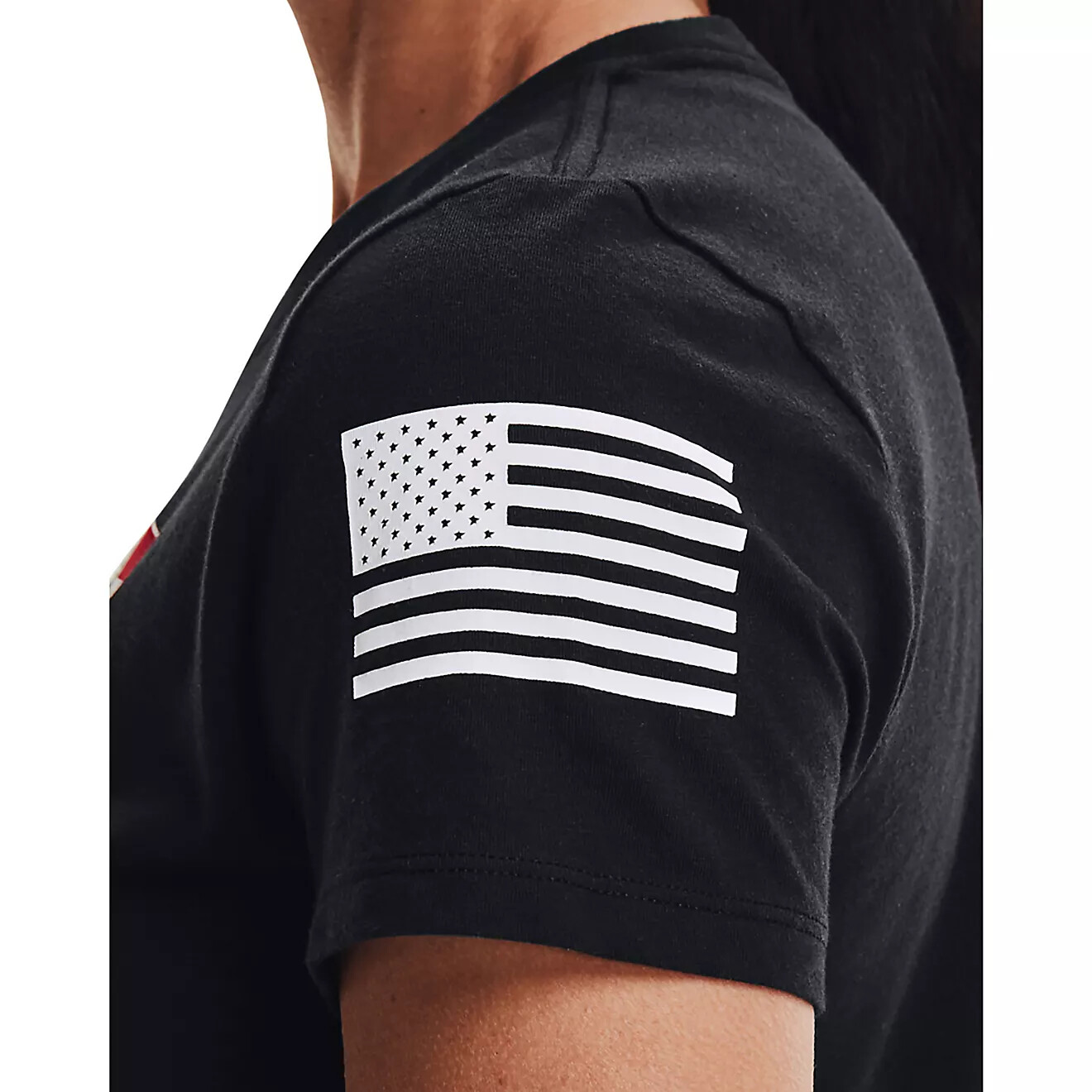 Under Armour Women’s Freedom Logo USA Flag T-Shirt Black – Brand New w/ Tags