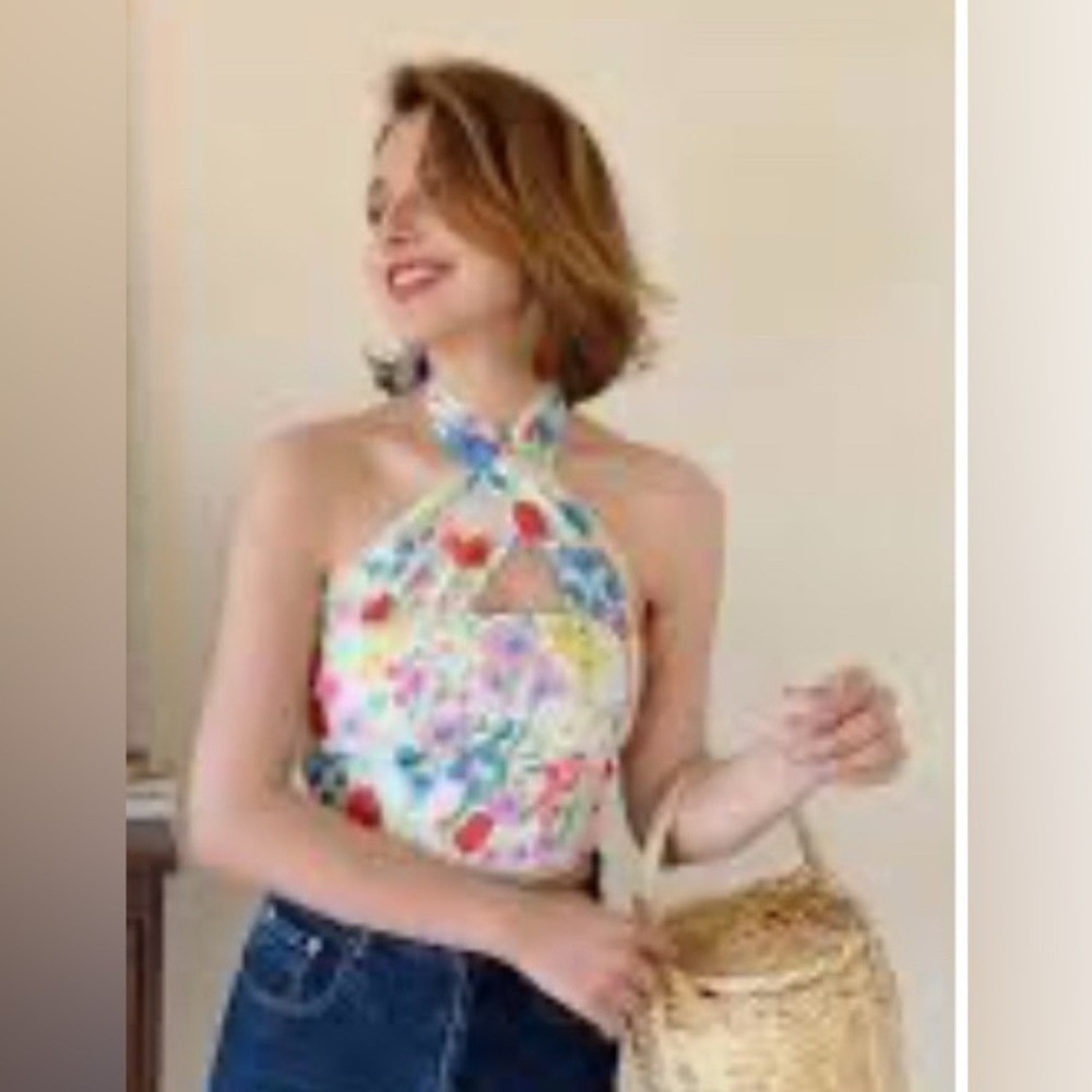 With Jean Tulip Top Garden Party – size XS Halter top