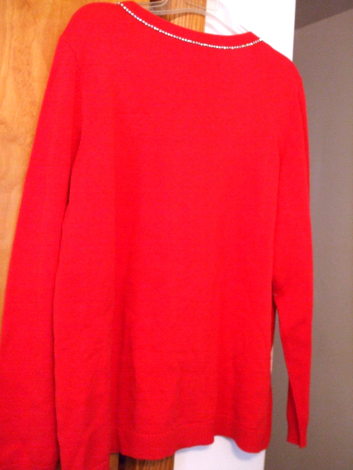 Joan Rivers Red Carpet Soft Chic Sweater with Rhinestone Bow, RED, 1X, NWOT, QVC