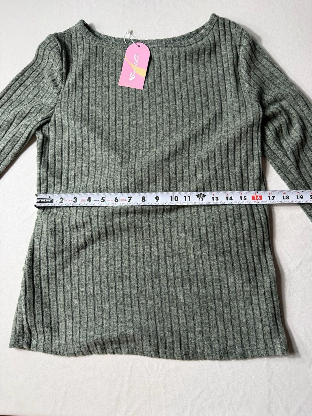 Sweetyweee Womens Ribbed Long Sleeve Side Ruched Knit Maternity Tunic Top
