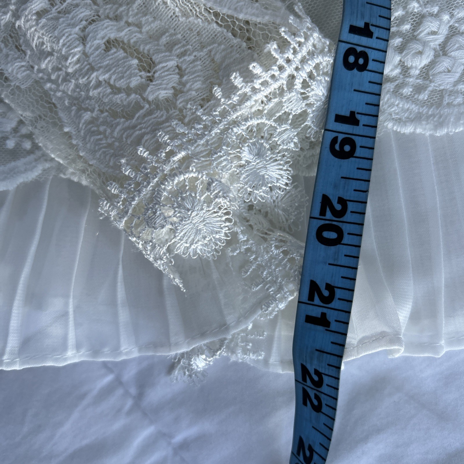 Vtg Lace Blouse Womens L White Sheer Gold Button Edwardia Victorian Romantic 90s