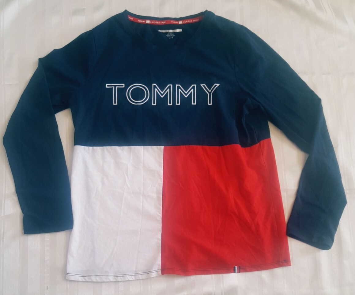 Tommy Hilfiger Long Sleeve Shirt Size L Large 90s Big Flag