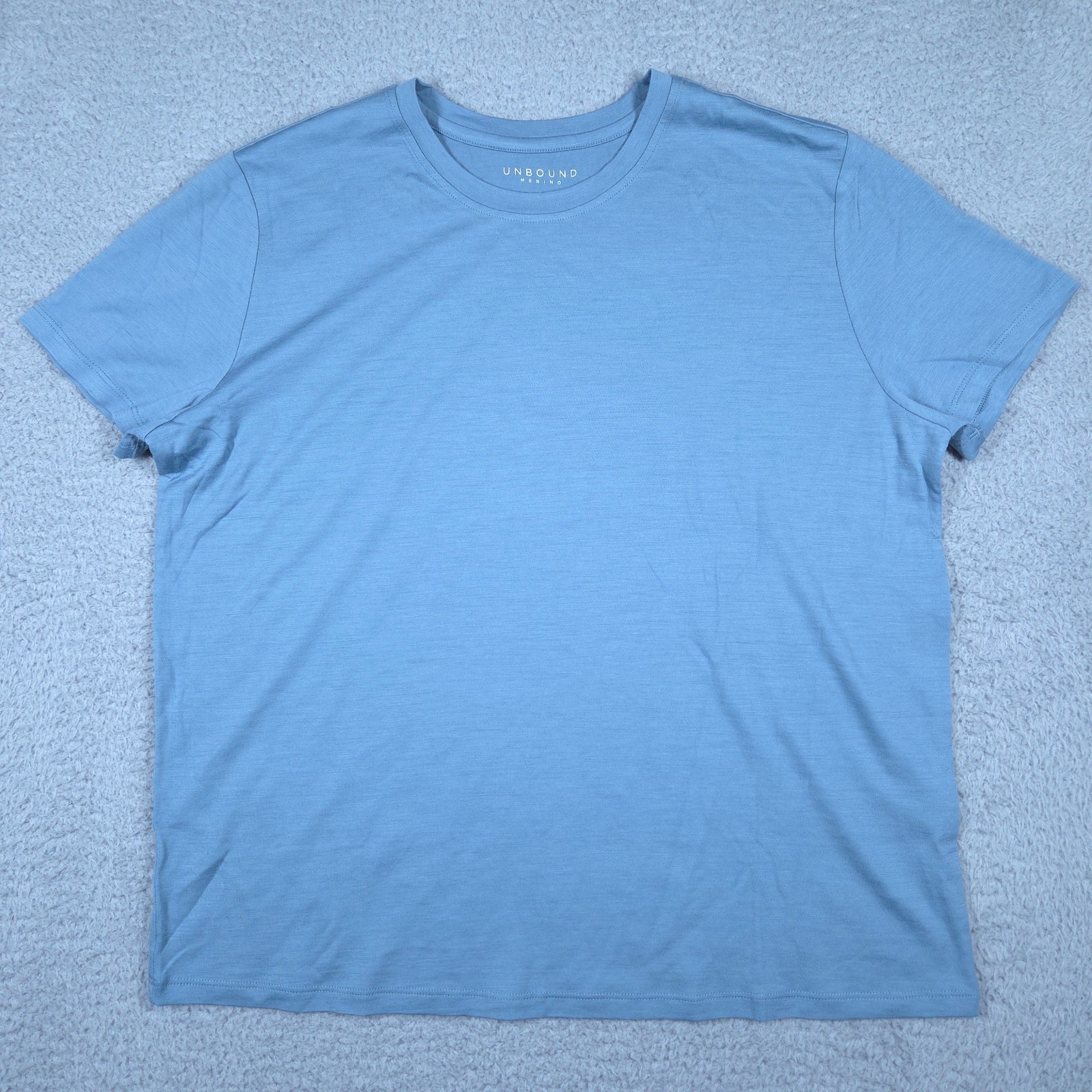 Unbound Merino Boxy Tee T-Shirt Women’s XL Blue 100% Merino Wool Crew Neck