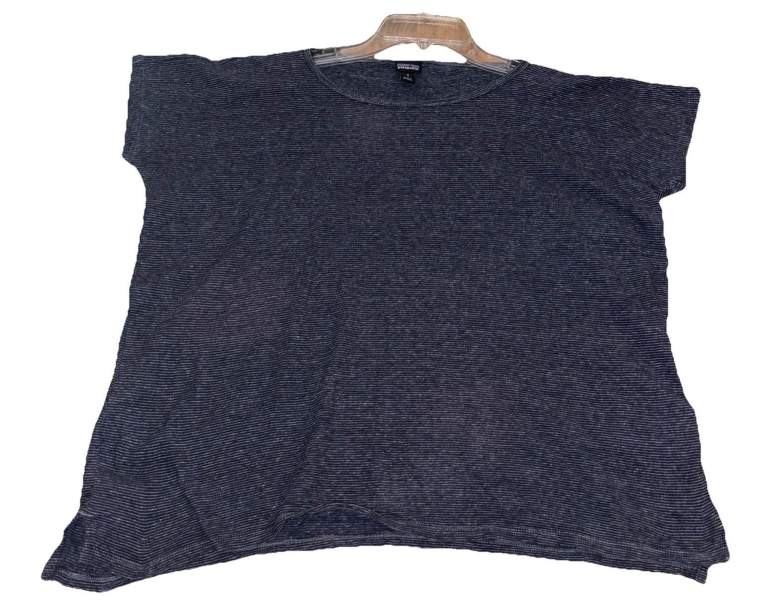 Patagonia Womens Small Trail Harbor Tee Blue Hemp Boxy Fit Lightweight Stretch