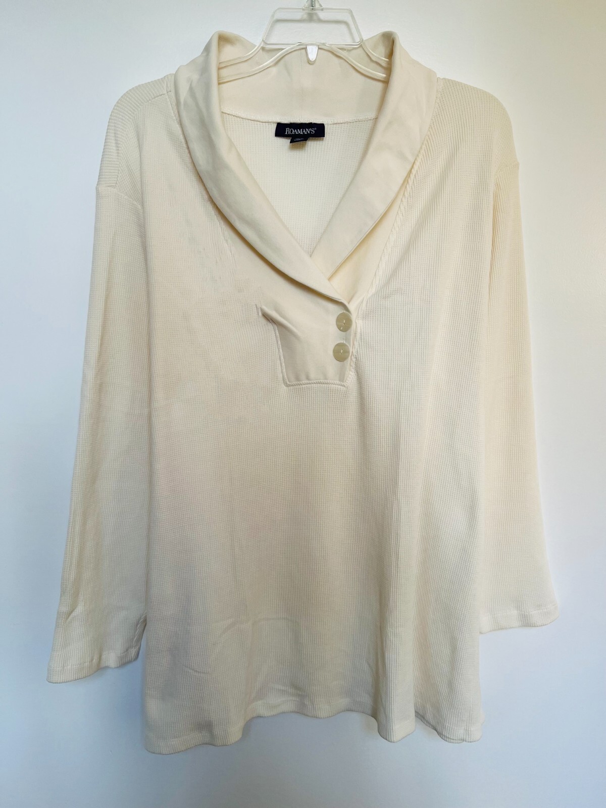 Women’s Plus Size 34/36 38/40 4X 5X COTTON 60% Long Sleeve tunic Top CREAM White