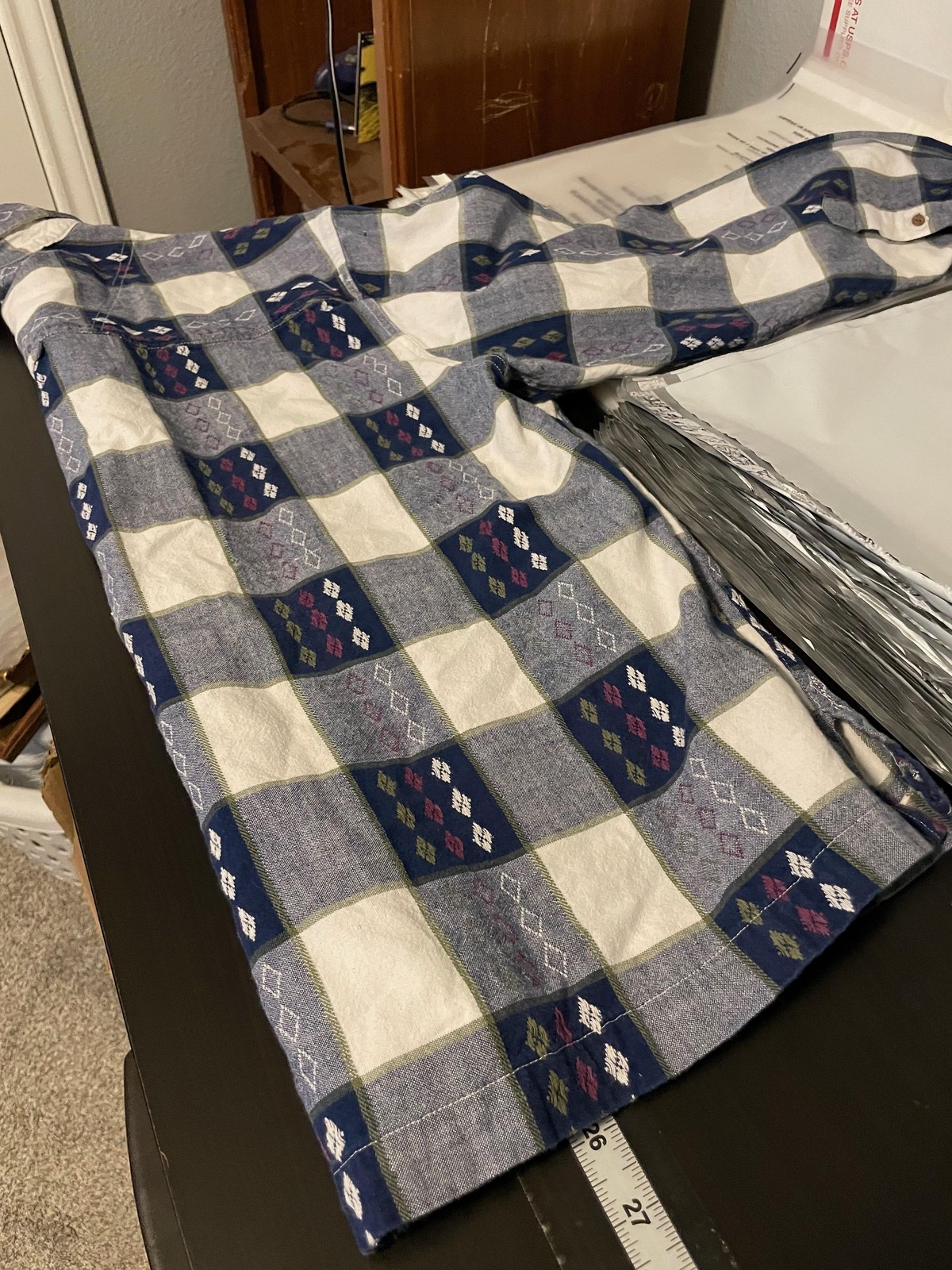 VTG Cascade Blues Shirt Womens Large Blue Plaid Flannel Long Sleeve Button Up
