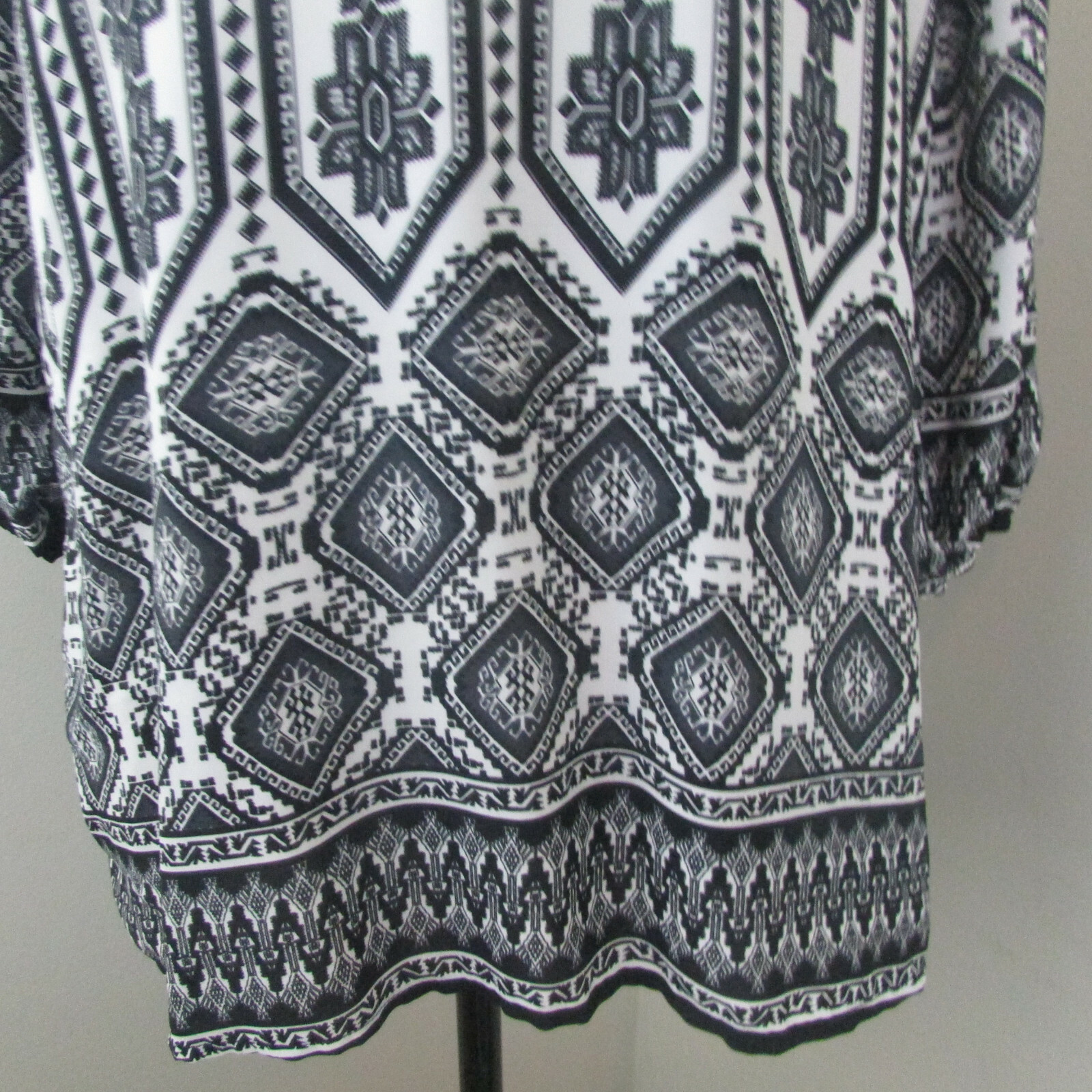 Fab’rik Womens Blouse Medium Black White Boho