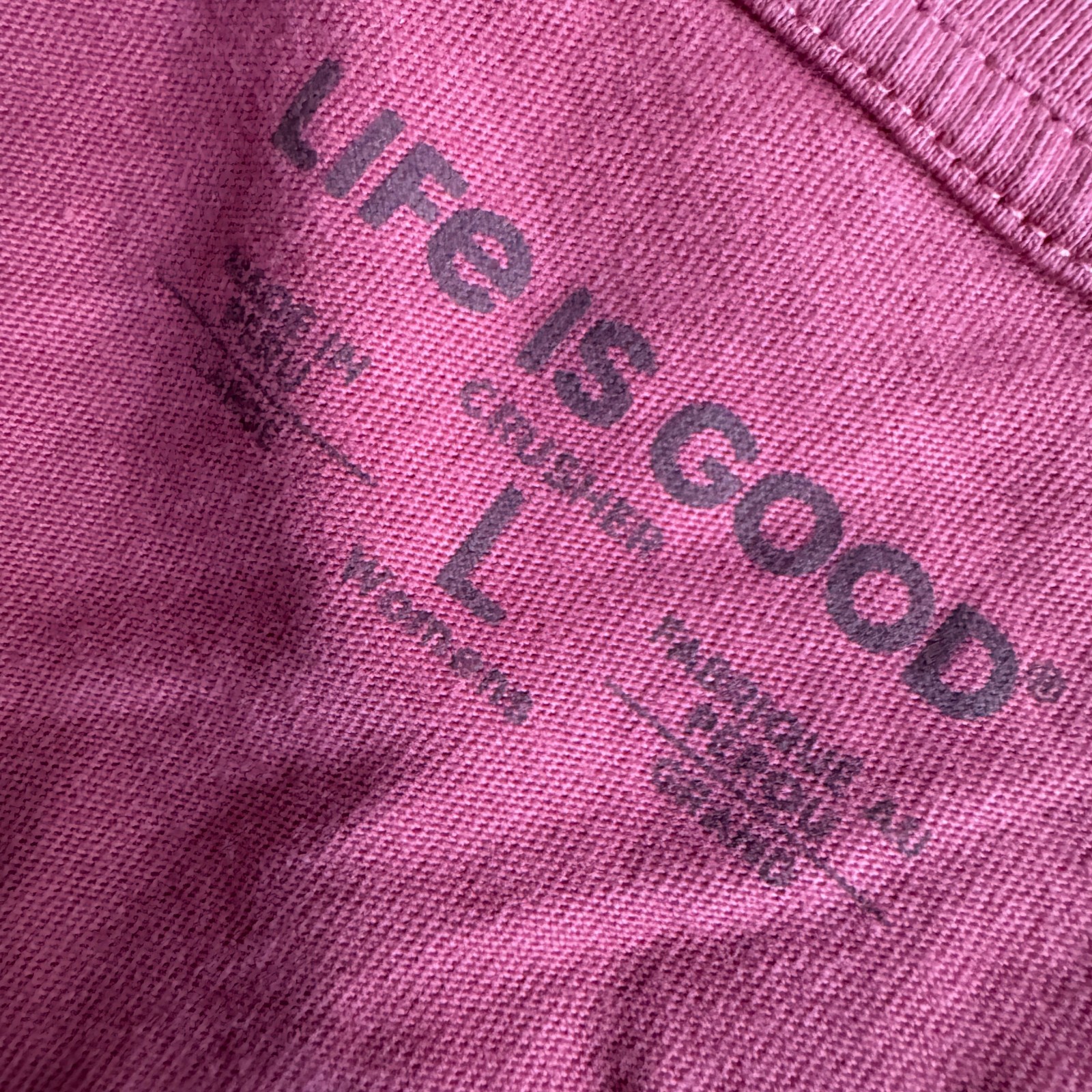 women’s life is good t shirt crusher size large red floral graphic