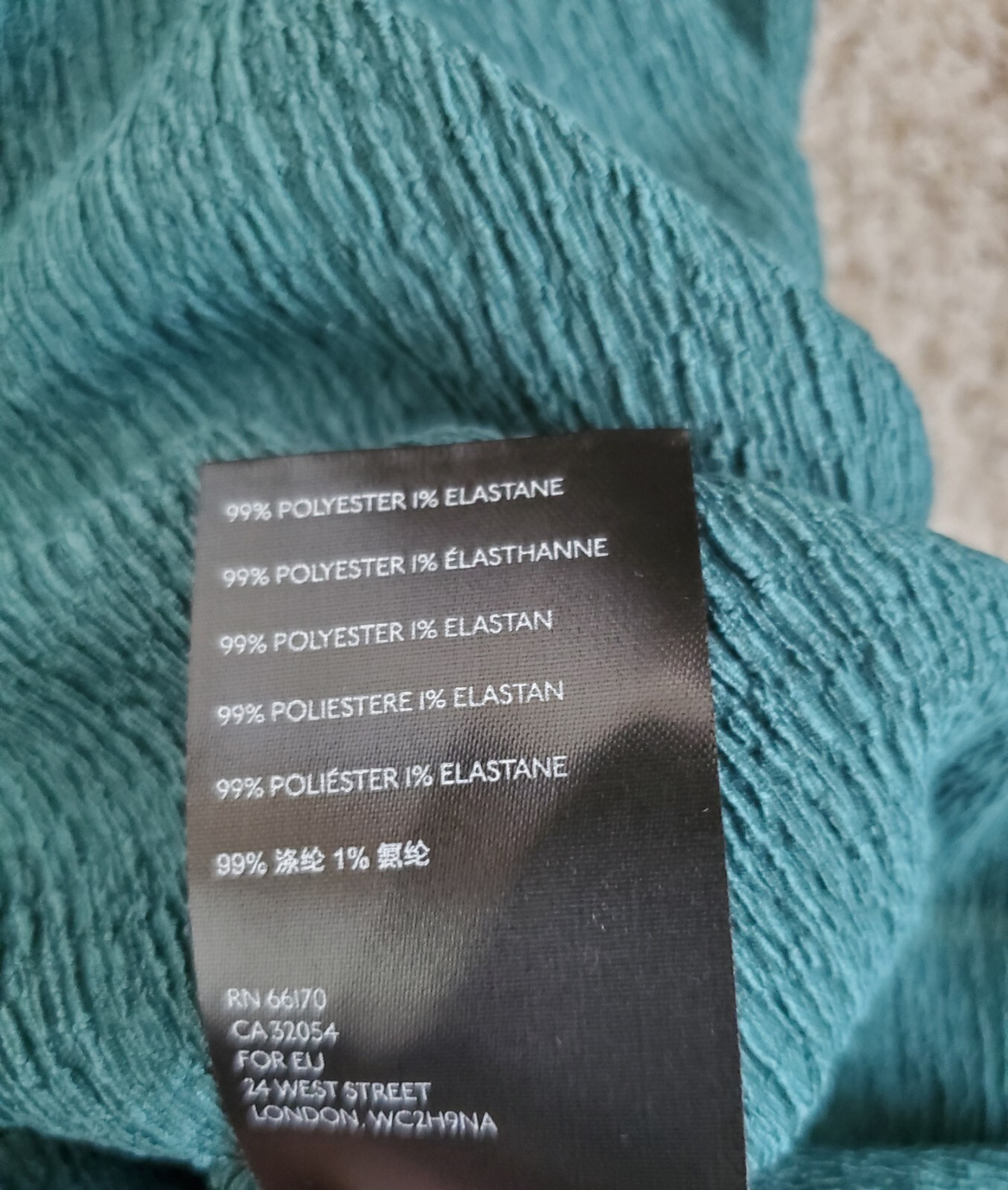 Anthropologie Crinkle Deep V Neck Long Sleeves Top, Large, Aqua Blue Green
