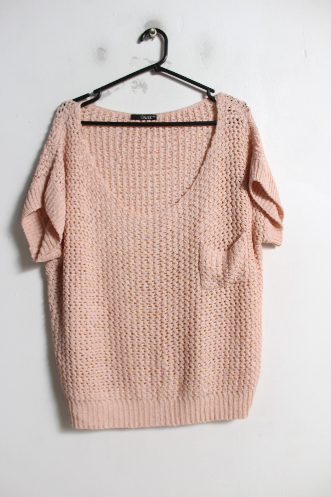Quiz Womens Crochet Knitted Top Pink – Size M L (G40)
