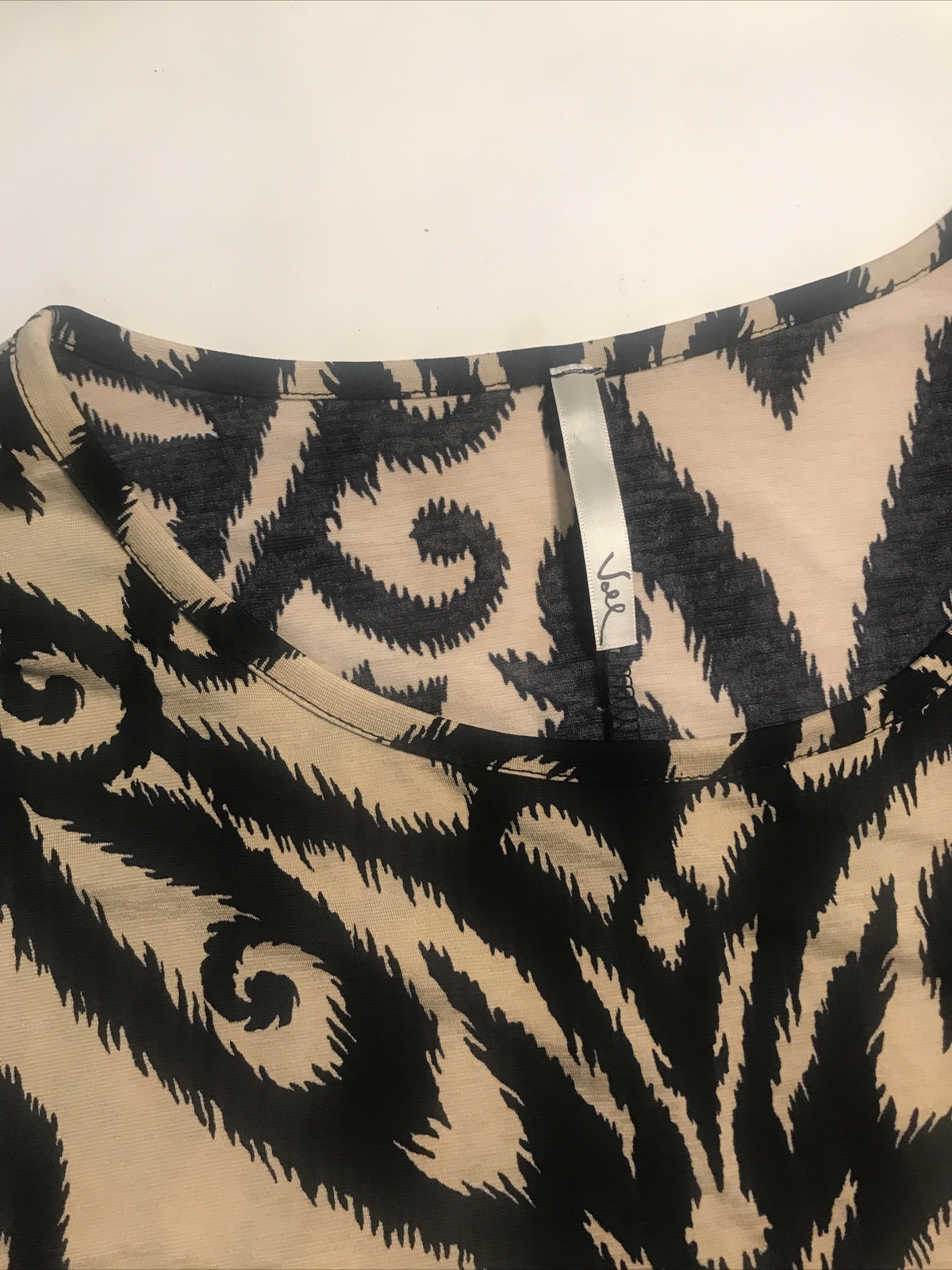 Voll Blouse Brown Floral Size L 3/4 Sleeves 2137